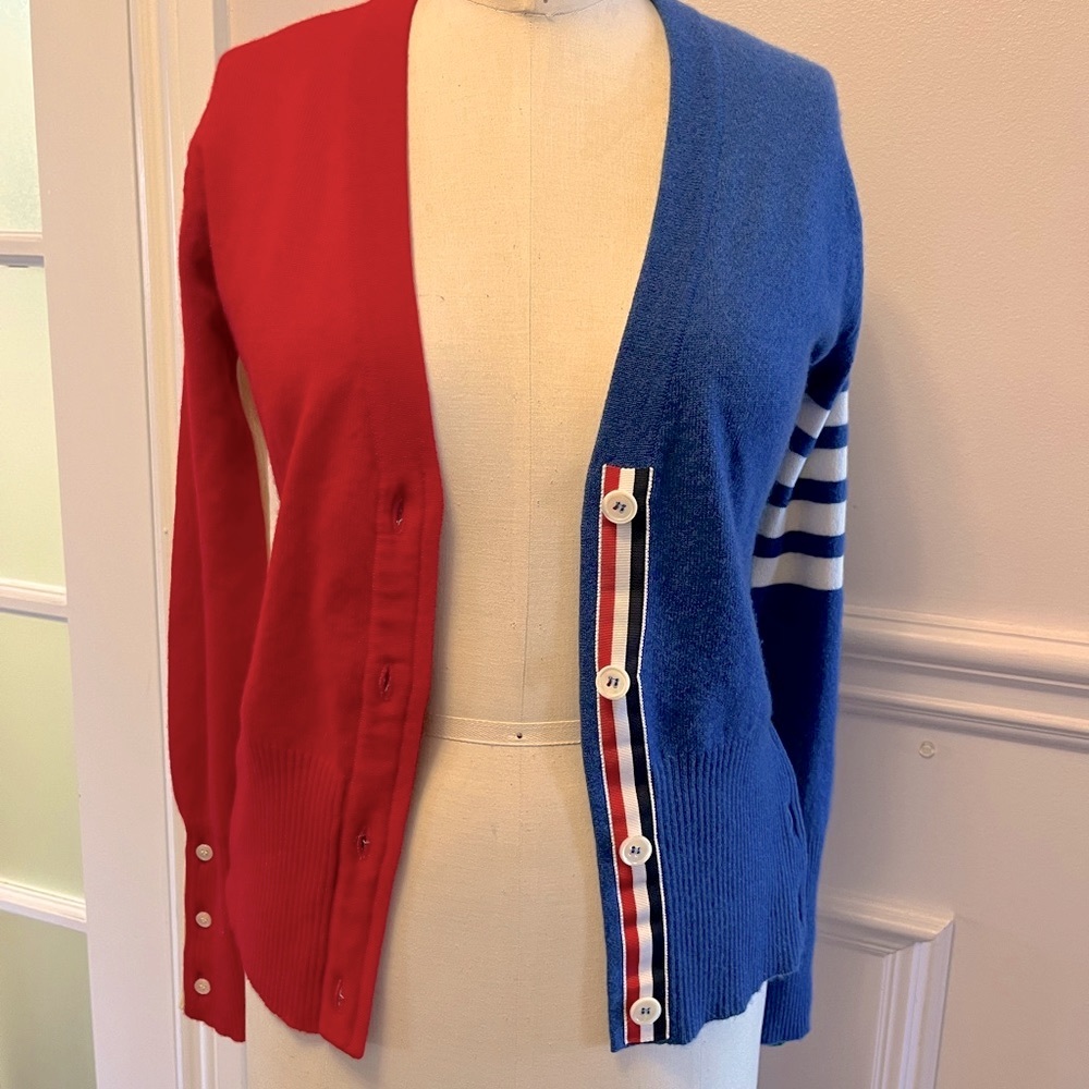 Thom Browne V- Neck multicolour Cashmere Cardigan